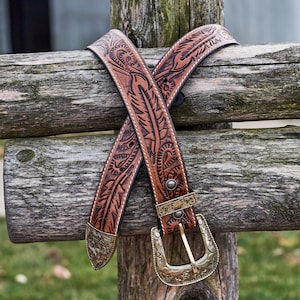 Ceinture western en cuir sculpté à la main Autumn Harvest