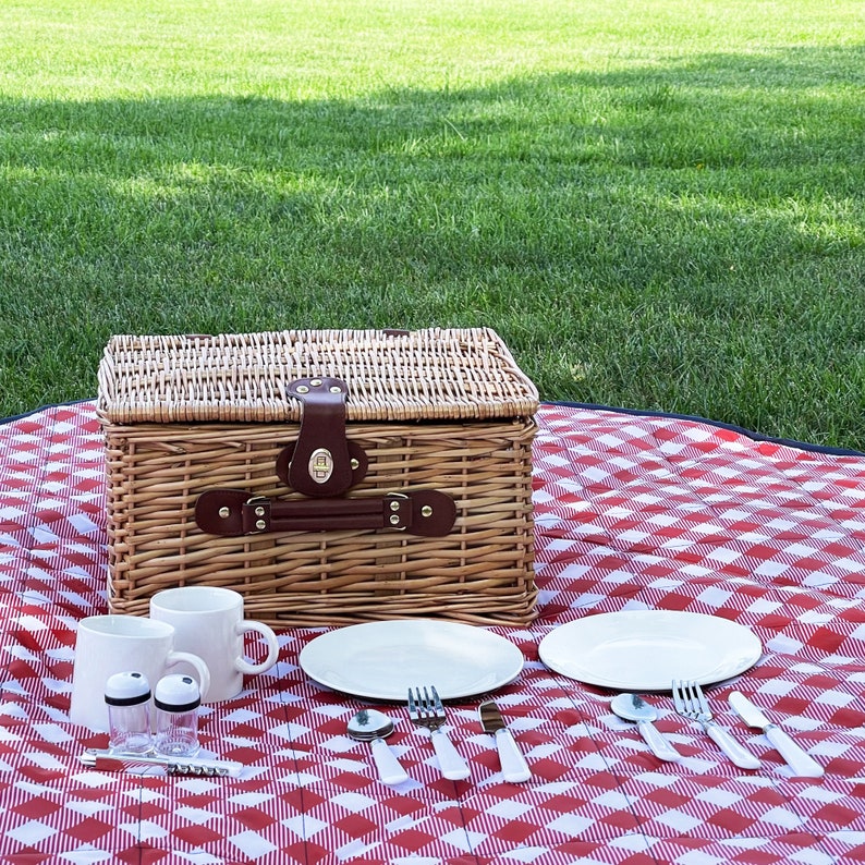 Handwoven English Style Picnic Basket Set image 7