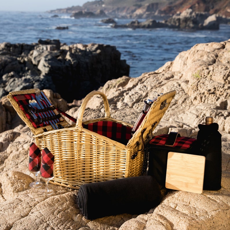 Handwoven Deluxe Willow Picnic Basket Set Etsy