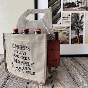 Handmade Upcycled Canvas Beer Carrier Caddy Bag
