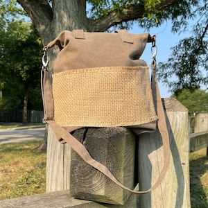 Canvas And Burlap Cross Body Messenger Bag image 7