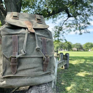 Military Recycled Canvas Flap Over Backpack