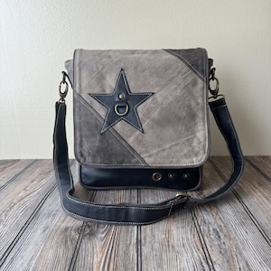 Vintage Inspired Star Accent Crossbody Bag | Handcrafted Messenger Bag
