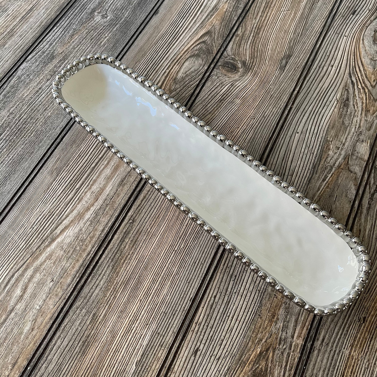 White Handmade Ceramic Cracker Serving Tray Etsy