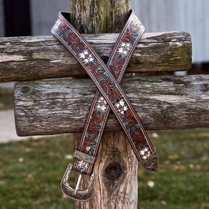 Storyteller Hand Tooled Leather Western Belt