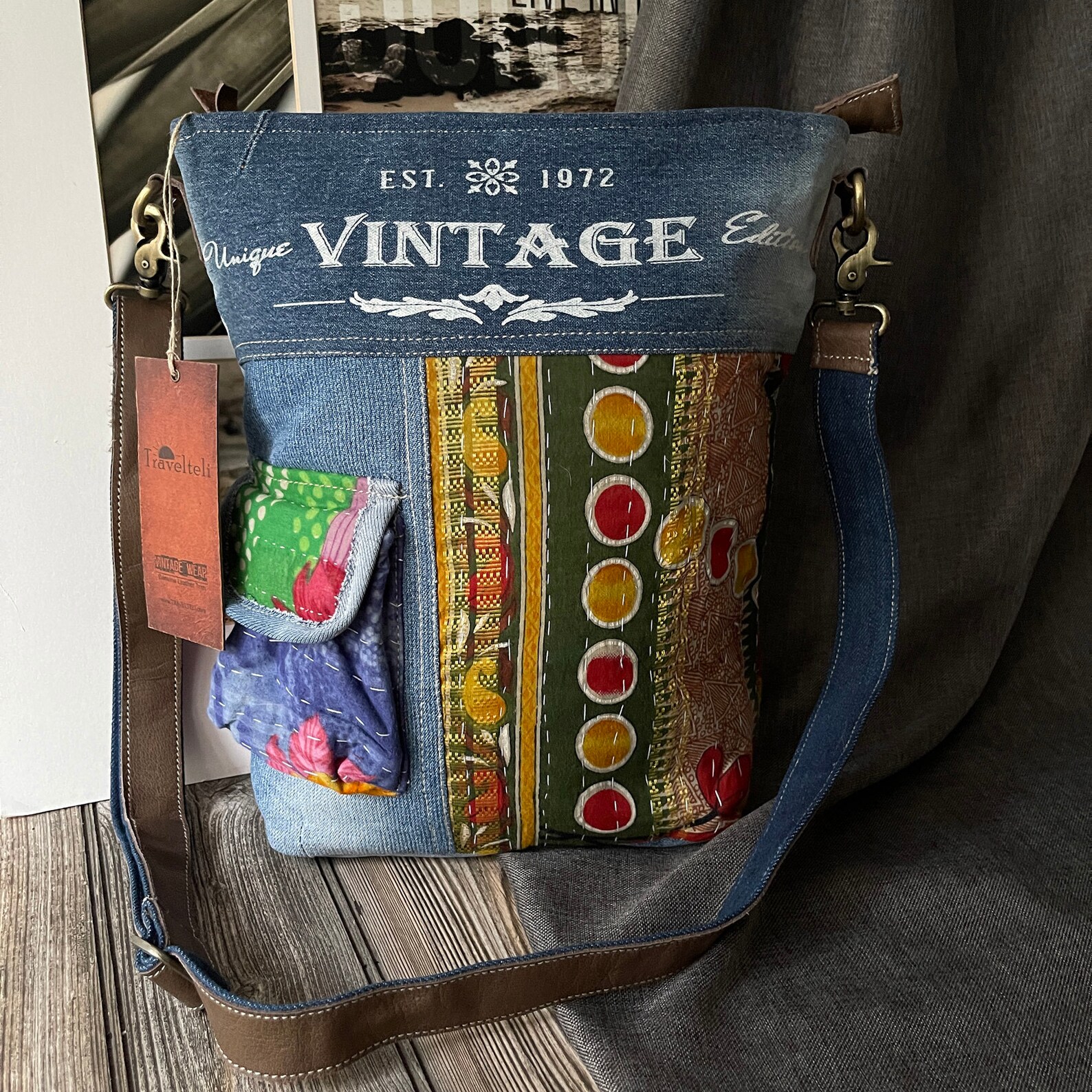 Handmade Canvas Crossbody Messenger Tote Bag Etsy
