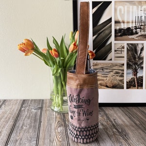 Custom Made Wine Carrier Picnic Gift Tote Bag