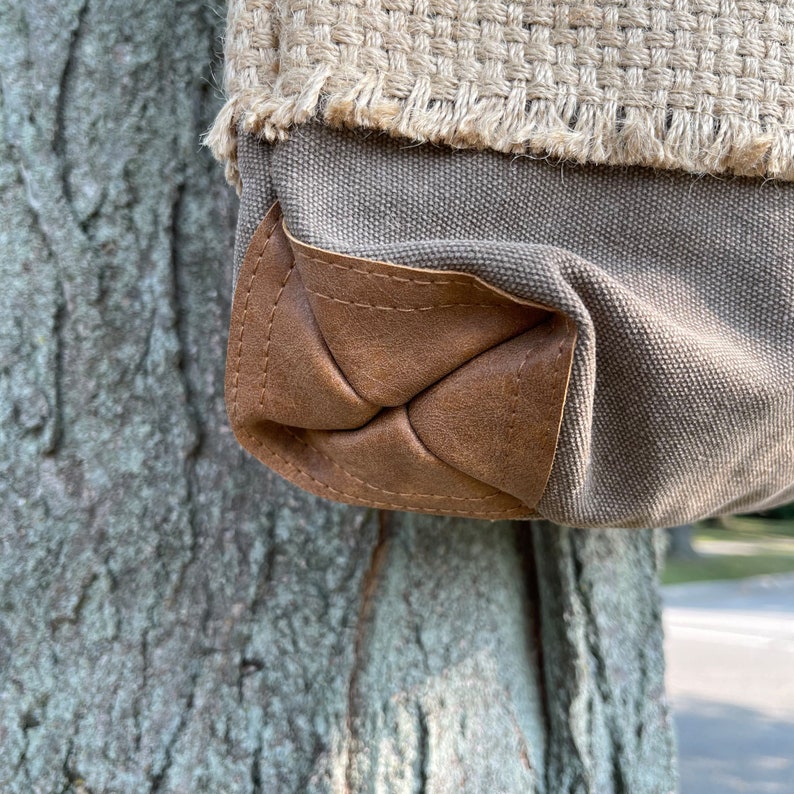 Canvas And Burlap Cross Body Messenger Bag image 8