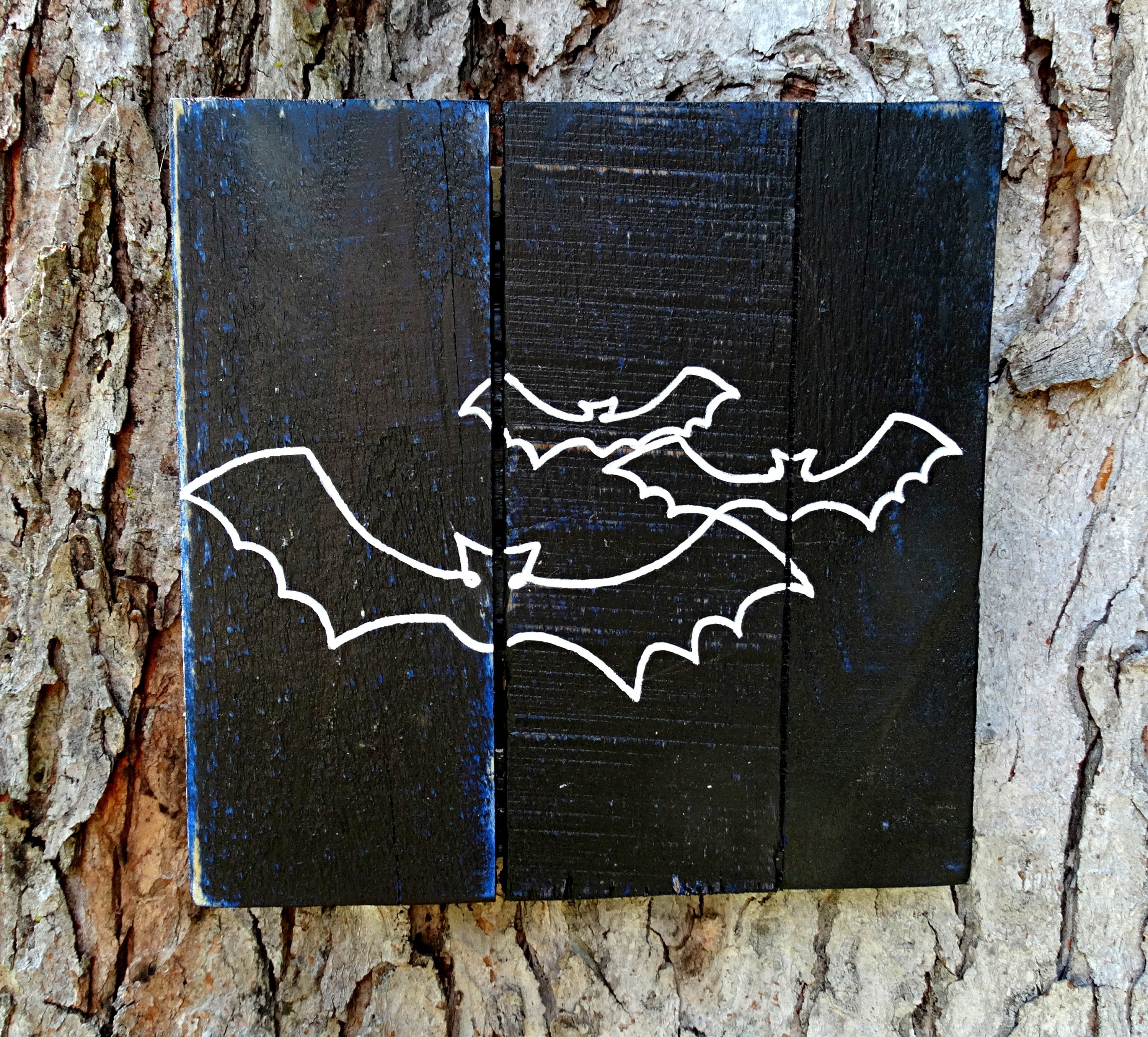 Black Bat Wall Art Halloween Home Decor Spooky Seasonal Etsy UK
