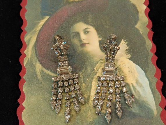 Vintage 1950s Screwback Rhinestone Earrings - image 2