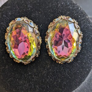 Spectacular Kafin Of New York,  Rhinestone Art Glass Earrings, Runway Glam