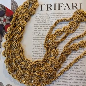 Vintage Crown Trifari Gold Tone Multi Strand Necklace