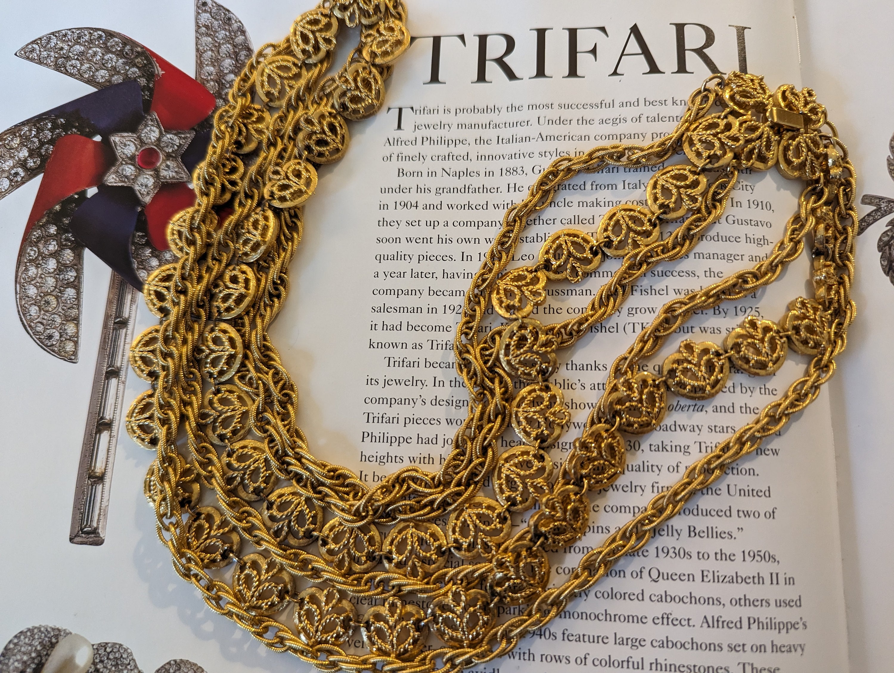 Trifari Gold Multi Strand Necklace - Etsy
