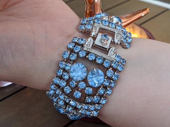 Kramer of New York Glacier Blue Crystal WIDE Prong Set Bracelet - Etsy