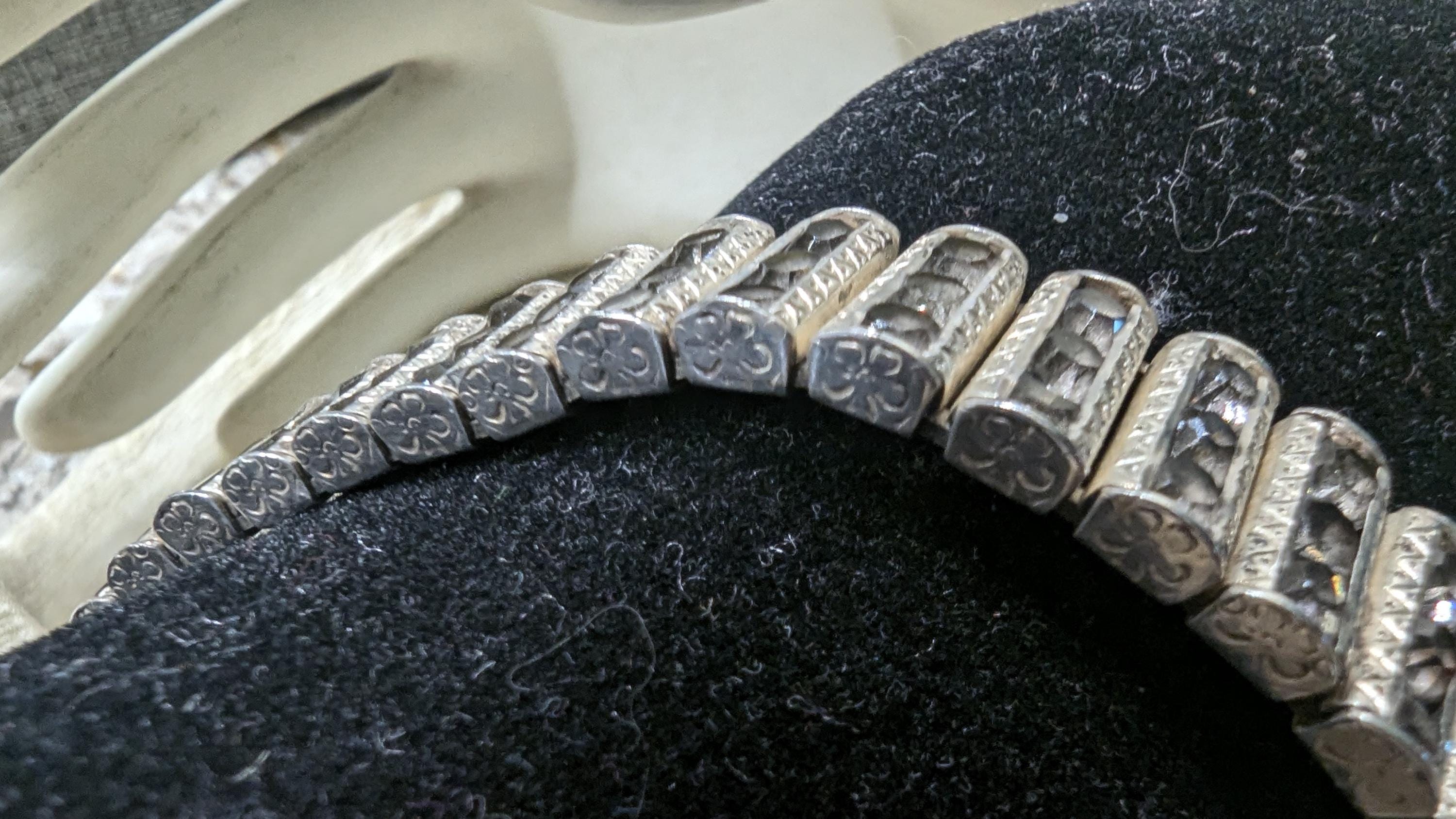 Vintage Catamore Art Deco Diamanté Sterling Silver Channel Bracelet Vintage Art Deco Rhinestone Sterling Silver Bracelet  main image 4
