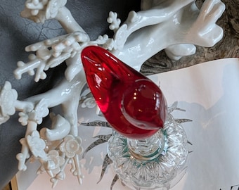 Dzwonek kryształowy Titan Art Glass Red Bird Topped