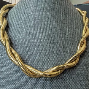 Monet Signed Double Twisted Snake Link Gold Tone Choker Necklace