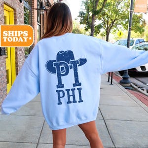 Pi Beta Phi Blue Hat Sorority Sweatshirt | Pi Phi Crewneck Sweatshirt | Sorority Letters | Greek Gifts | Aesthetic Hoodie