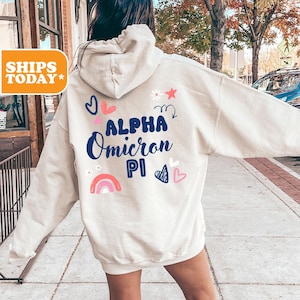 Alpha Omicron Pi Bold and Bright Sorority Sweatshirt | Alpha O Crewneck Sweatshirt | Sorority Letters | Greek Gifts | Aesthetic Hoodie
