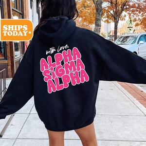 Alpha Sigma Alpha Candy Letters Sorority Sweatshirt | Alpha Sig Preppy Hoodie | Greek Letters | Pink Hoodie | Sorority Apparel