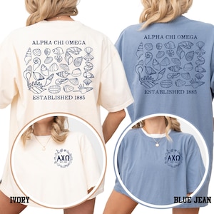 Alpha Chi Omega Coastal Charm Comfort Colors Sorority T-shirt | ACHIO Greek Letters | Sorority Gifts | Big Little Shirts | Rush Shirt