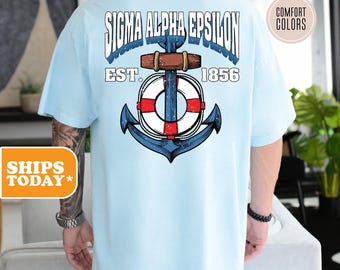 Sigma Alpha Epsilon Nautical Pride Comfort Colors Fraternity T-shirt | SAE Greek Letters | Fraternity Gifts | Fraternity Apparel