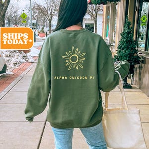 Alpha Omicron Pi Sunbeam Sorority Sweatshirt | Alpha O Crewneck Sweatshirt | Sorority Letters | Greek Gifts | Aesthetic Hoodie