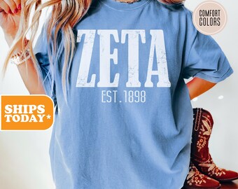 Zeta Tau Alpha Rustic Greek Comfort Colors Sorority T-shirt | ZETA Sorority Letters | Trendy Shirt | Greek Gifts | Sorority Apparel