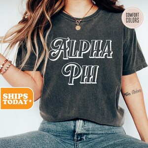 Alpha Phi Simply Bold Comfort Colors Sorority T-shirt | APHI Sorority Merch | Big Little Reveal | Custom Shirts | Sorority Apparel