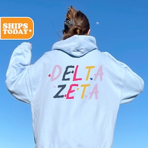 Delta Zeta Sorority Sweatshirt | Dee Zee Preppy Hoodie | Crewneck Sweatshirt | Big Little Reveal | Pink Hoodie | _ Artful Strokes _