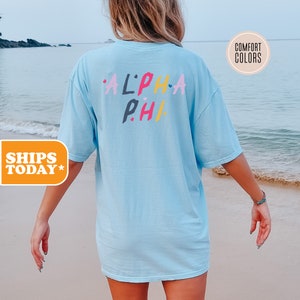 Alpha Phi Comfort Colors Sorority T-shirt | APHI Greek Letters | Big Little Shirts | Vintage Tees | Sorority Merch |  - Artful Strokes -