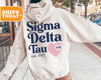 Sigma Delta Tau Faded Love Sorority Sweatshirt | Sig Delt Sorority Letters | Greek Gifts | Sorority Merch | Oversized Hoodie