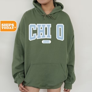 Chi Omega Sorority Sweatshirt | Chi O Sorority Hoodie | Big Little Reveal | Sorority Merch | Greek Gifts | Pink Hoodie | _ White Athletic _