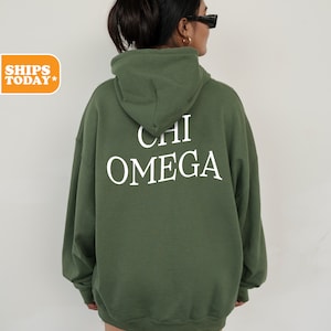 Chi Omega Sorority Sweatshirt | Chi O Big Little Reveal | Oversized Hoodie | CHIO Greek Apparel | Sorority Gifts _ Curved Letters _