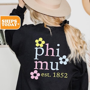Phi Mu Pastel Floral Sorority Sweatshirt | Phi Mu Pullover Hoodie | Sorority Apparel | Big Little Basket | Crewneck Sweatshirt | 42568g