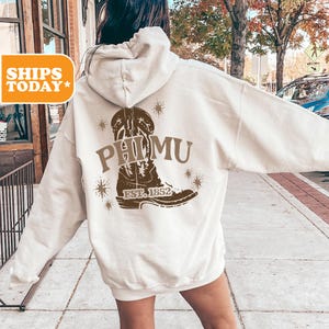 Phi Mu Sorority Sweatshirt | Phi Mu Pullover Hoodie | Sorority Apparel | Big Little Basket | Crewneck Sweatshirt | Cowgirl Boots