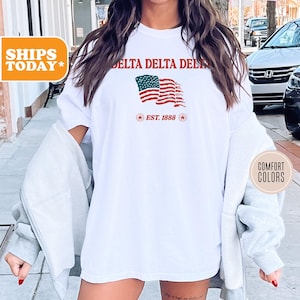 Delta Delta Delta Comfort Colors Sorority T-shirt | Tri Delta  Sorority Gifts | Trendy Shirt | Big Little Reveal | Sorority | - Flag Waves -