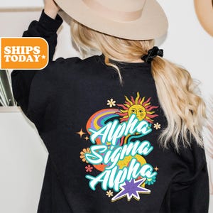 Alpha Sigma Alpha Retro Radiance Sorority Sweatshirt | Alpha Sig Preppy Hoodie | Greek Letters | Pink Hoodie | Sorority Apparel