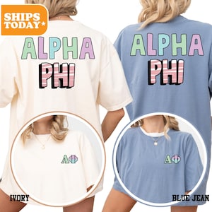 Alpha Phi Comfort Colors Sorority T-shirt | APHI Sorority Letters | Big Little Shirts | Sorority Merch | Custom Shirts | - All In One -