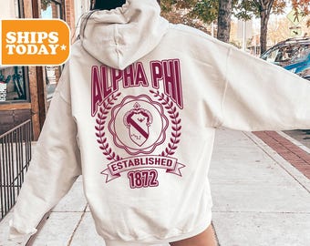 Alpha Phi Sorority Sweatshirt | APHI Sorority Merch | Big Little Reveal | Sorority Hoodie | Aesthetic Hoodie | Sorority | _ Colored Crest _