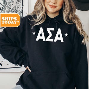Alpha Sigma Alpha Sorority Sweatshirt | Alpha Sig Preppy Hoodie | Crewneck Sweatshirt | Sorority Letters | Pink Hoodie | _Stars and Letters_