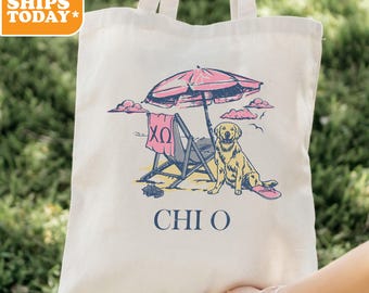 Chi Omega Beach Bliss Sorority Tote Bag | Chi O Sorority Tote Bag | Beach Bag | Bid Day Gift | Big Little Basket | Laptop Bag