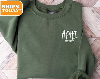 Alpha Phi Sorority Sweatshirt | APHI Sorority Letters | Crewneck Sweatshirt | Sorority Hoodie | Pink Hoodie | Sorority | _ Nickname _