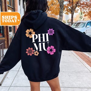 Phi Mu Blossoms Sorority Sweatshirt | Phi Mu Sorority Hoodie | Greek Letters | Crewneck Sweatshirt | Big Little Reveal