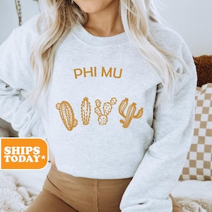 Phi Mu Sorority Sweatshirt | Phi Mu Pullover Hoodie | Crewneck Sweatshirt | Sorority Apparel | Greek Gifts | Desert Cacti