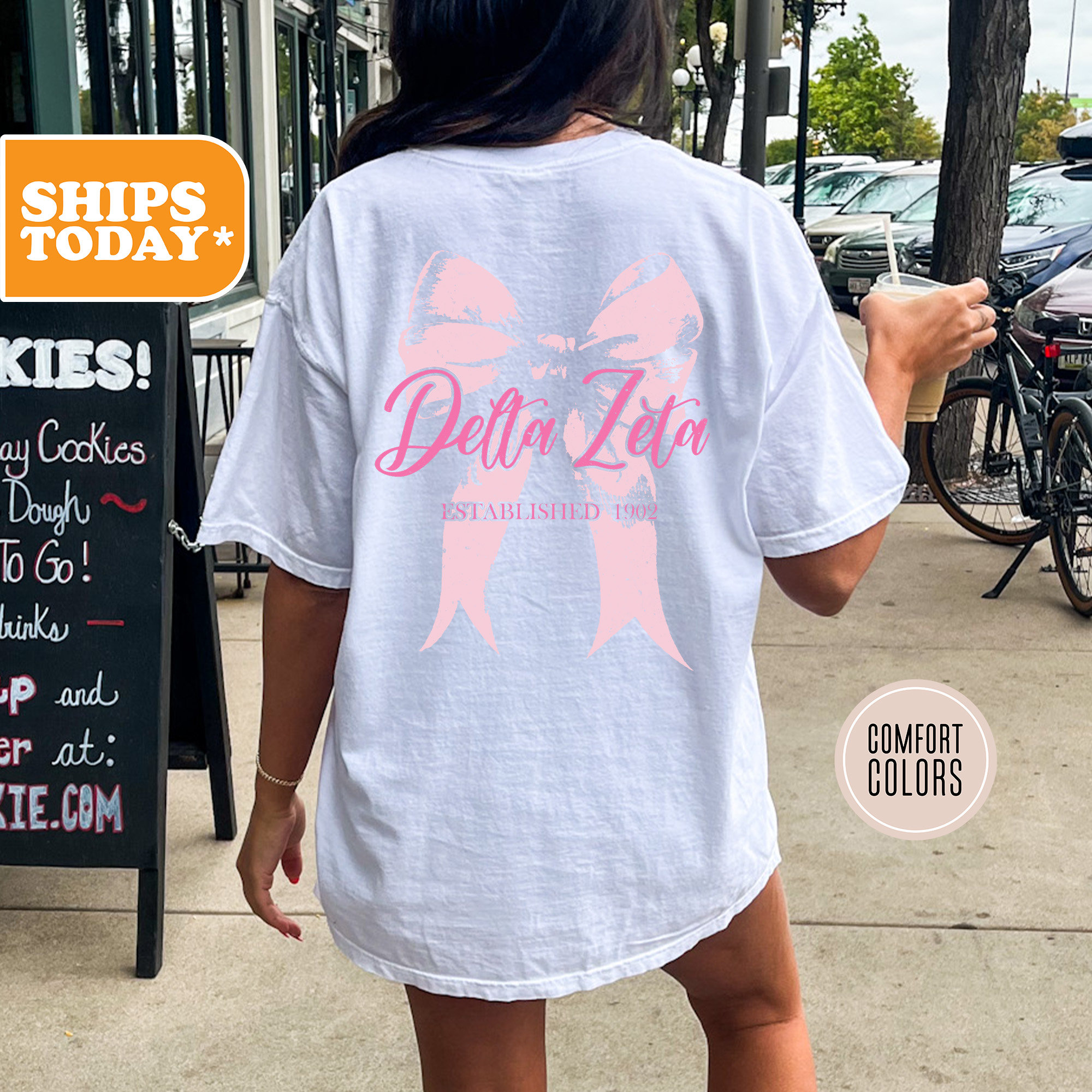 Delta Zeta Comfort Colors Sorority T-shirt | Dee Zee Greek Gifts | Sorority Merch | Big Little Sorority Shirts | Rush Shirt | - Pink Ribbon-