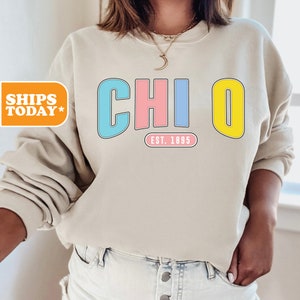 Chi Omega Sorority Sweatshirt | Chi O Sorority Letters | Big Little Reveal | Greek Gifts | Sorority Apparel | _ Colorful and Sporty _