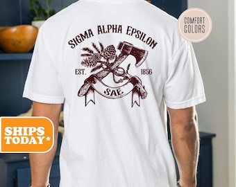 Sigma Alpha Epsilon Axe and Honor Comfort Colors Fraternity T-shirt | SAE Greek Letters | Fraternity Gifts | Fraternity Apparel