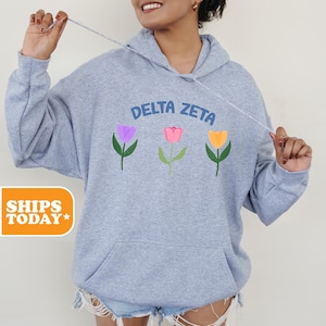 Delta Zeta Freshly Picked Sorority Sweatshirt | Dee Zee Crewneck Sweatshirt | Sorority Letters | Greek Gifts | DZ Aesthetic Hoodie