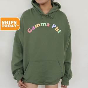 Gamma Phi Beta Colorful Arch Sorority Sweatshirt | Gamma Phi Sorority Hoodie | Big Little Reveal | Sorority Merch | Pullover Hoodie